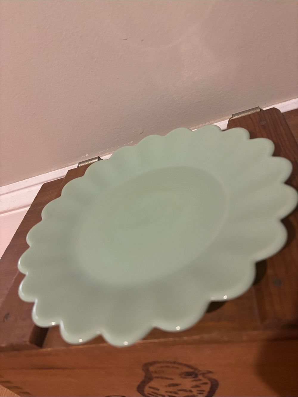 Pioneer Woman Timeless Beauty Jadeite Salad Plate Green Glass Scalloped 8.5"